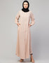 Trendy Basic abaya with front opening and hidden placket in the Shade  Skin